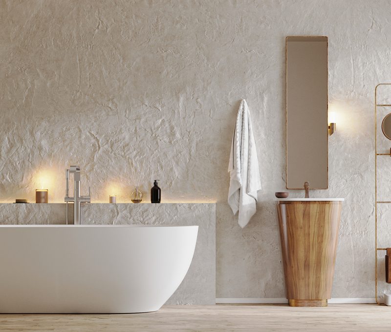 Fitted bathroom with walk-in shower