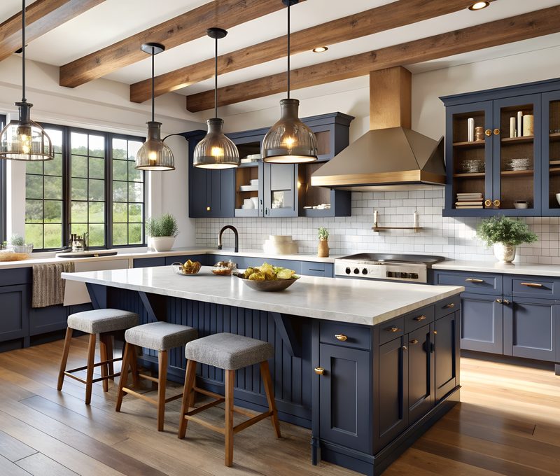 Fitted kitchen with island